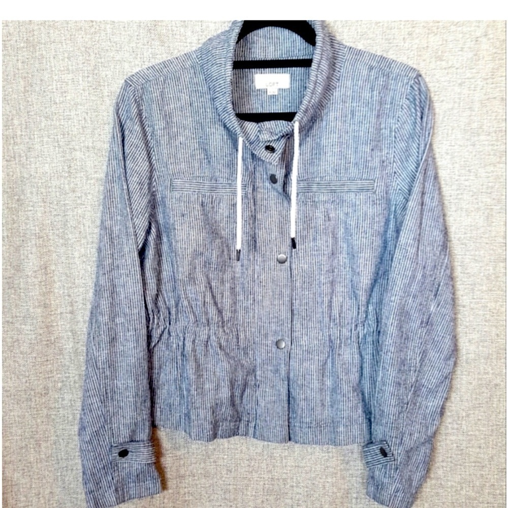 SMALL Loft Railroad Stripe jacket in blue & white